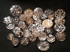 32 Vintage Clear Glass Crystal Flower Buttons Lot 25T picture