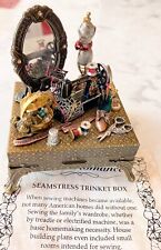 VTG Sweet Romance Trinket Box Fashion Seamstress Sewing Mixed Brass Pewter- New picture