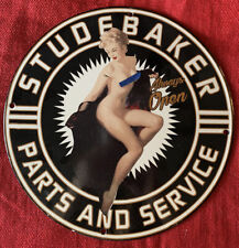 VINTAGE STYLE STUDEBAKER PARTS AND SERVICE ADVERTISING SIGN PORCELAIN 12 INCH picture