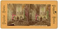c1890's Colorized Stereoview Card The Nave, Westminster Abbey London England picture