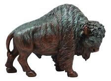 Native American Wild Bison Buffalo Resin Statue In Green Patina Bronze Finish picture