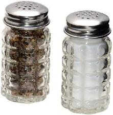 Textured Glass Salt And Pepper Shakers Vintage Retro Style Stainless Steel Lids picture