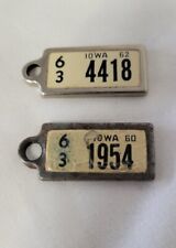 Vintage 2 DAV Mini License Plate Key Tag Iowa Veterans Tags  picture