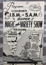Vintage Magic Super Show Progam IBM Magicians Brotherhood SAM 1958 Magic Program picture