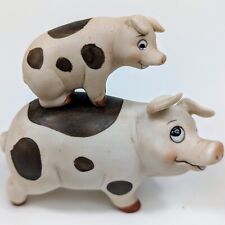 George Good Piggy Toons Pigs Figurine Baby Piglet & Mom Pig Ceramic 1986 CUTE picture