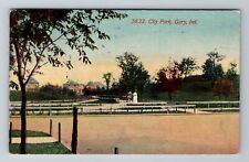 Gary IN-Indiana, City Park, Lady & Gent, Antique Vintage c1912 Souvenir Postcard picture