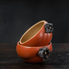 Lovable Persimmon Teacup Tea Pet Statues Chinese Yixing Zisha Pottery picture