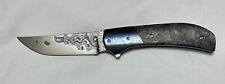 Jason Clark Mini Lightning Custom Folder Knife Black Timascus & Carbon Fiber picture