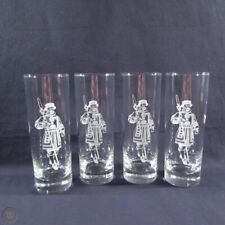 Set of 4 Etched Glass Beefeater Tall Cocktail Gin Glasses 6.5
