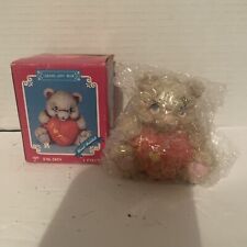 Hand Painted Ceramic Love Bear Heart Figurine New In Box Vintage Decoration 1993 picture