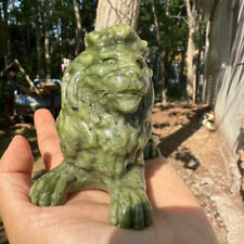 1pc Natural serpentine Quartz Carved lion Skull Crystal Reiki Healing gift Decor picture