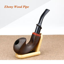 Vintage Ebony Wooden Pipe Bent Smoking Gift Tobacco Pipe Handmade 9mm Filter picture