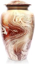 Cremation Urn 10 Inch Marble Brown Memorial Keepsake Funeral Burial Hand Painted picture