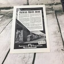 Vintage 1943 Advertising Art American Railroads Prewar Prices War Bonds picture