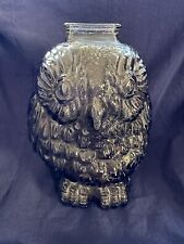 Vintage 1970s Libbey  Smoke Glass Wise Old Owl Bank Retro Decor Stamped picture
