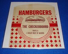 THE CHECKERBOARD in Batavia NY Hamburger Sleeve Wrapper New Old Stock picture