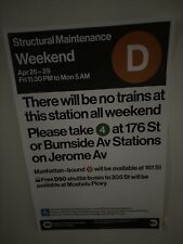 Mta Planned Work Brochure Sign NYC Subway NYCT D Train  picture