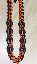 Graduation Lei Black and Orange  Satin Ribbon With Lettering picture