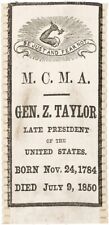 1850 Zachary Taylor Massachusetts Charitable Mechanic Assoc. Memorial Ribbon picture