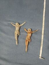 Antique Iron Crucifix Cross Jesus Lot Of 2 Worn *SEE picture