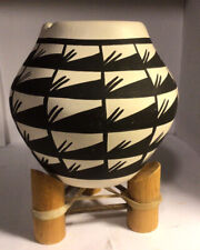 Acoma black and white signed pot 5” H 5” W no damages picture