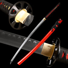 Red Clay Tempered T10 Steel Japanese Samurai Katana Sword Sharp Real Hamon picture