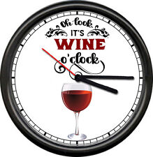 Oh Look It's Wine O'Clock Somewhere Winery Glass Girl's Kitchen Sign Wall Clock picture