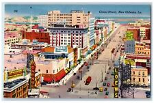 c1940's Aerial View Of Canal Street New Orleans Louisiana LA Unposted Postcard picture