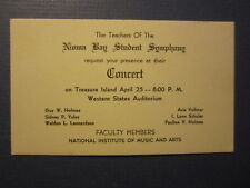 Old NIOMA BAY Concert Card - Treasure Island S.F. NAT INSTITUTE of MUSIC & ARTS  picture