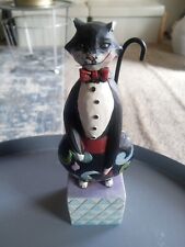 2009 jim shore tuxedo cat figure Alfred with cane standing on pyramid design  picture