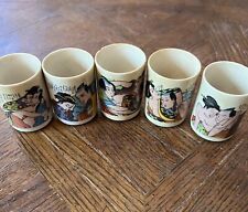 Vintage Japanese Porcelain Saki Cups Set Of 5 picture