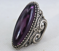 Ancient Antique Victorian Old Silver Ring With Purple Red Stones Amazing Vintage picture