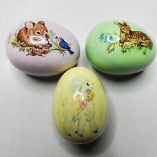 Decorative Ceramic Eggs (3) Spring Decor Vintage Baby Animals Easter Egg Hunt 2