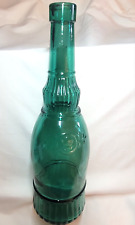 Beautiful Vintage Green Teal Blue Glass Canada Wine Bottle Excellent Condition picture