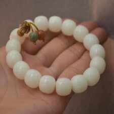 12mm Fashion white bodhi root plain top Barrel beads bracelet Dark Matter picture