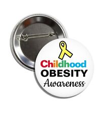 2 x Childhood Obesity Awareness Buttons (medical alert, 25mm, pins, badges) picture
