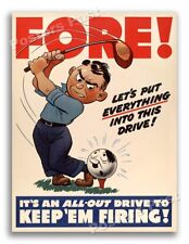 “Fore” 1942 Vintage Style Golf World War 2 Poster - 18x24 picture