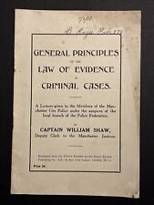 General Principles Law Of Evidence Criminal Cases Captain Shaw C1928 Police Rare picture