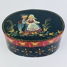 Hand Painted Bentwood Pantry storage Box Artist Signed 1982 Vintage German style picture