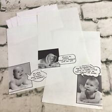1984 Stationary By Paula Baby Lot Of 3 Pages With Envelopes Funny Cute Humor VTG picture
