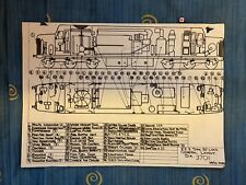 Vintage Train Railway Blueprint Schematic, E E LOCOMOTIVE, YORK picture