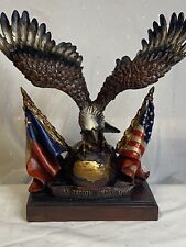 Patriotic Eagle on Globe Wings Spread American &Texas Flag Figurine Sculpture picture