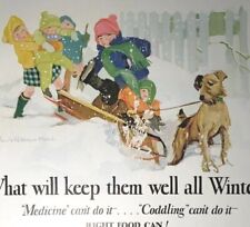 1926 Grape Nuts Cereal VTG Print Ad Lucile Patterson Marsh Kids Playing Dog Snow picture
