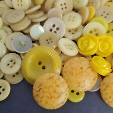 Buttons Yellow Sewing Fashion Bakelite Plastic Vintage Lot Rose And Round Crafts picture