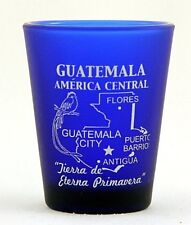 GUATEMALA CENTRAL AMERICA COBALT BLUE FROSTED SHOT GLASS SHOTGLASS picture