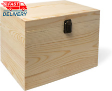 (1-Pack) 10x7x7-Inch Large Unfinished Wooden Box with Hinged Lid & Front Clasp picture