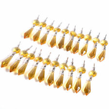 20PCs Chandelier Lamp Clear Crystal Icicle Prisms Bead Hanging Yellow Pendants picture