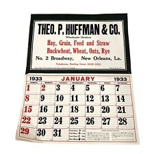 Vintage 1933 Theo P Huffman & Co Hay Grain New Orleans Company Calendar Sample picture