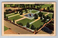 Hammond IN-Indiana, City Hall Garden, Antique, Aerial, Vintage c1956 Postcard picture