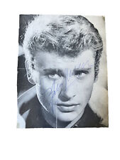 autograph johnny hallyday on poster 20x25cm 60s picture